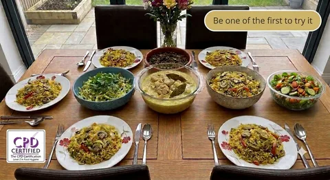 Chicken Korma feast with mushroom rice and stir fries by Delectable